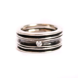 Triple forged ring with set cz stone