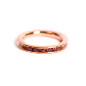 Rose gold and Indian garnet forged ring