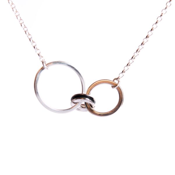 Small silver double loop pendant