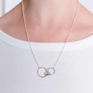 Small silver double loop pendant